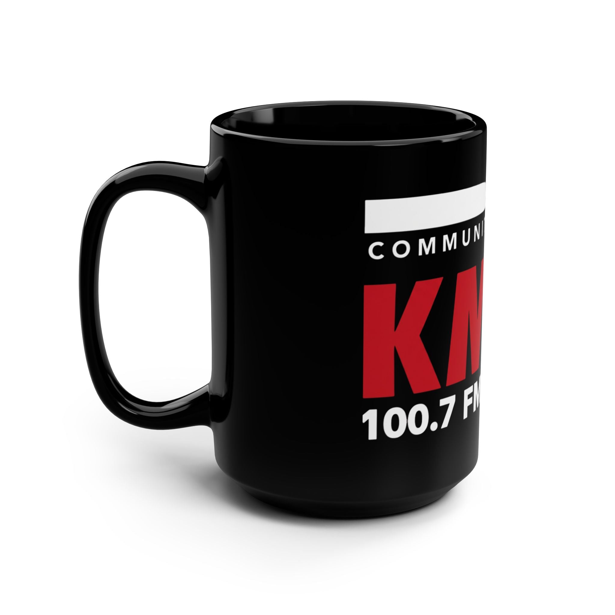 Radio Station Logo Mug — KMUZ 100.7 / 88.5 FM Black 15oz Coffee Mug
