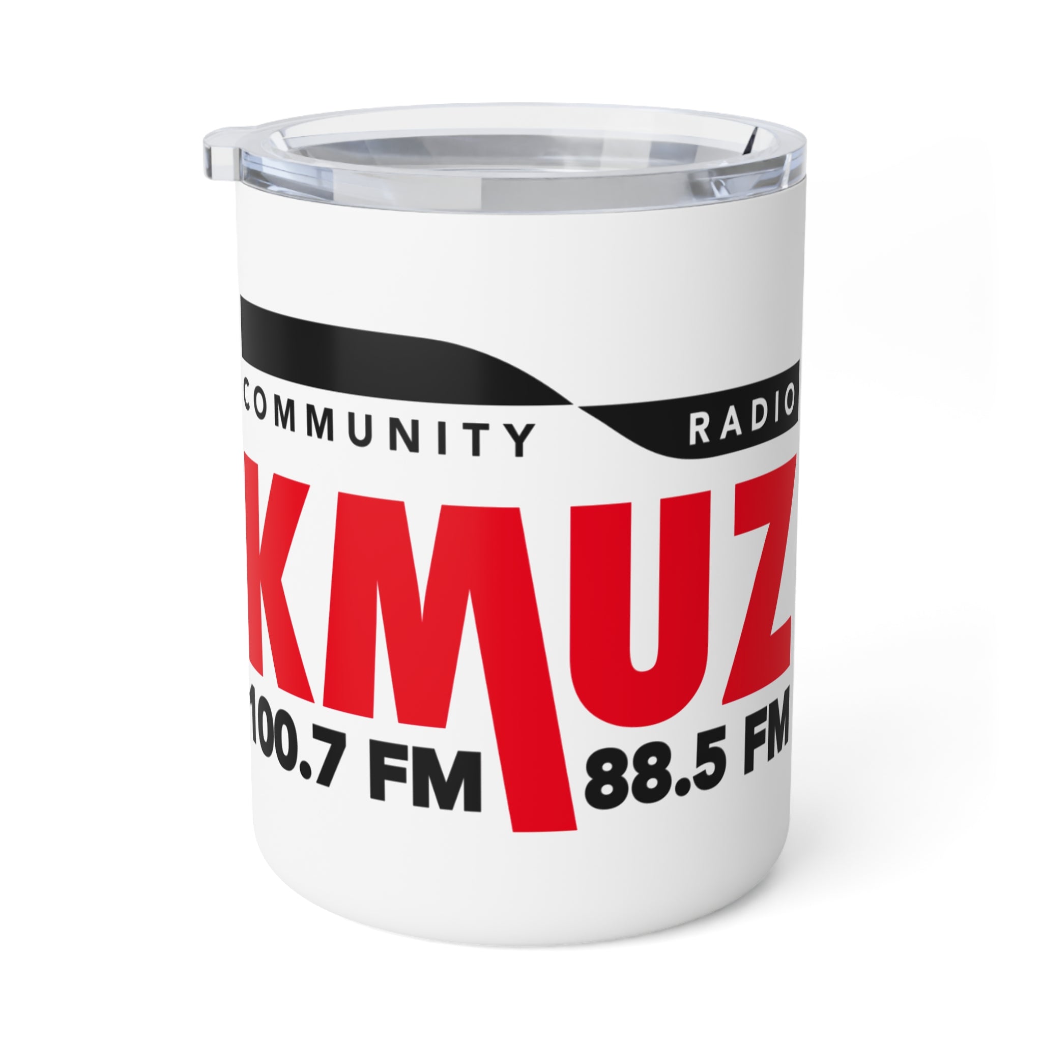 Insulated Coffee Mug - KMUZ 100.7/88.5 FM Community Radio Logo